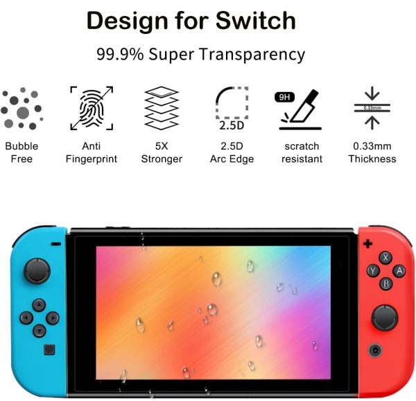 for Nintendo Switch | Switch OLED |Switch 2 Screen Protector Switch 9H Tempered Glass Screen Protector, with Auto-Alignment Kit (2 Pack) - Image 5