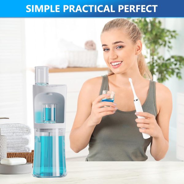 Smart Mouthwash Dispenser with 500ml Capacity & Magnetic Cups – Wall-Mounted, Reusable, Suitable for All Ages – White - Image 3