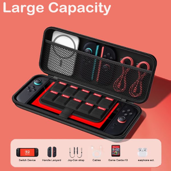 Nintendo Switch 2 (2025) 7.9" Protective Travel Case — Lightweight Hard Shell, Large Capacity, Black - Image 3
